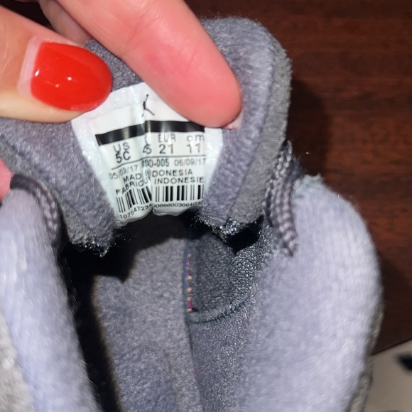 Child Sized Dark Gray Jordan 12 Retro Sneakers - Picture 5 of 6